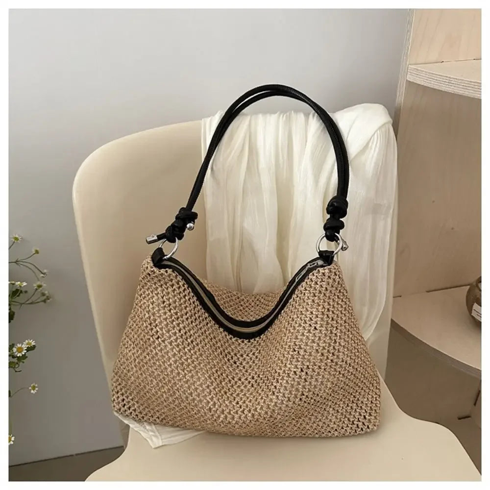 Handmade Braid Straw Beach Shoulder Bag - Palm and Thread