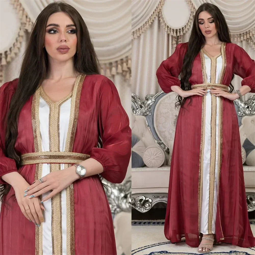 Satin Open Abaya - Palm and Thread
