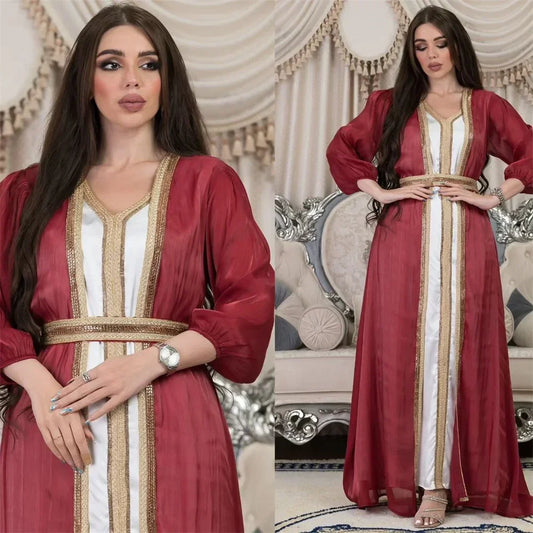 Satin Open Abaya - Palm and Thread
