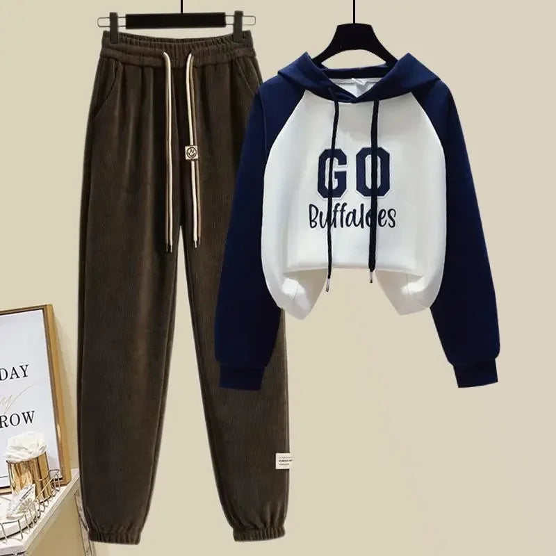 Hooded Print Top Loose Pant Set - Palm and Thread