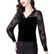 Mesh Lace Patchwork Basic Top - Palm and Thread