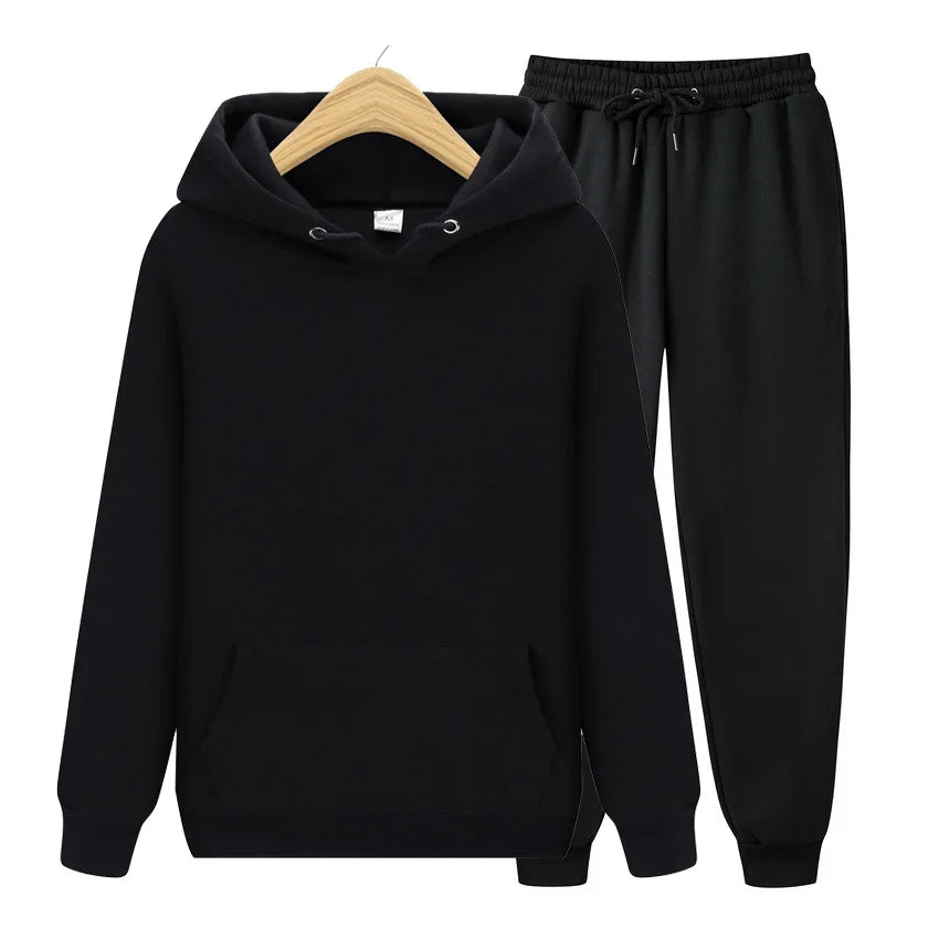 Solid Color Slim Fit Set Hoodie Tracksuit - Palm and Thread