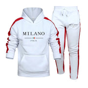 Tracksuit Print Casual Hooded Sweatshirt 2 Piece Set