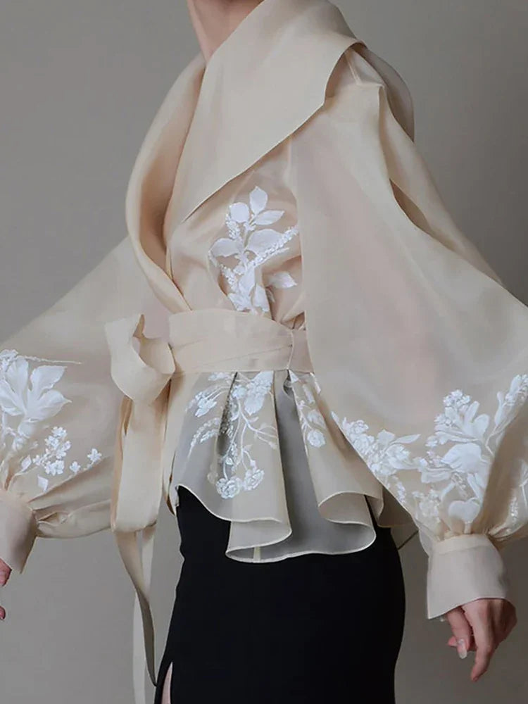 Colorblock Patchwork Lace Up Shirt - Palm and Thread