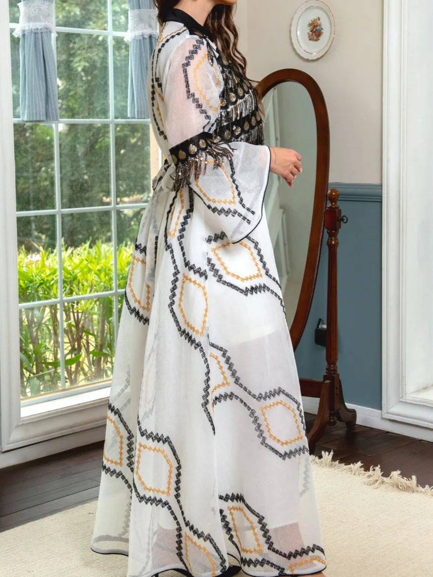 Sequins Embroidery Maxi Dress Abaya - Palm and Thread