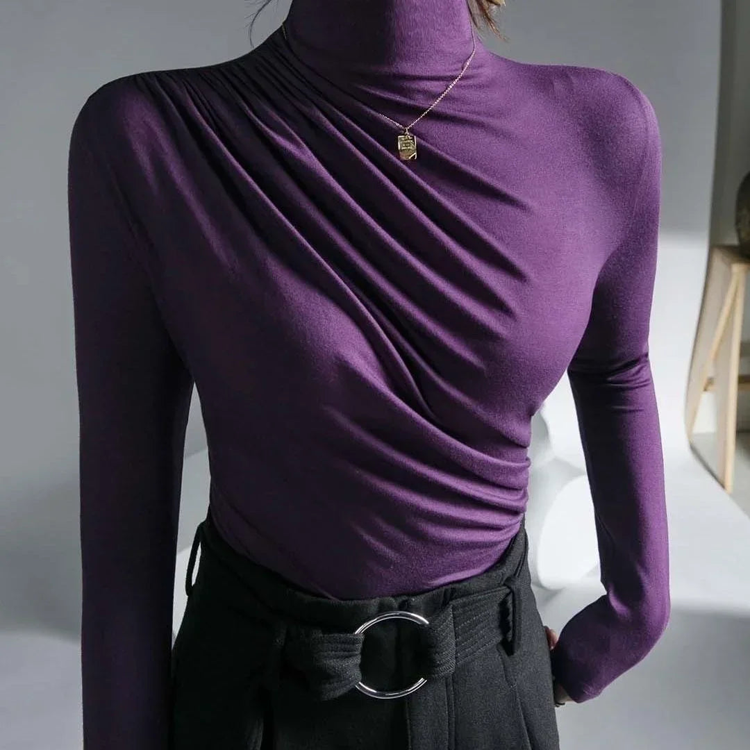 Pleated High Neck Blouse - Palm and Thread
