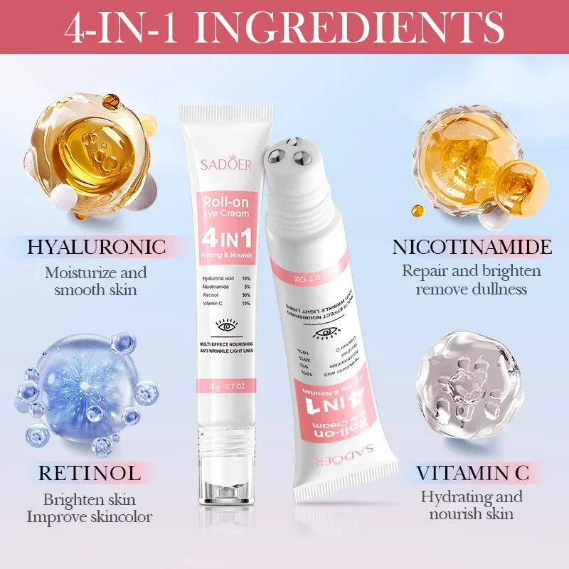 4in1 Roll-on Moisturizing Eye Anti Dark Circles Cream - Palm and Thread