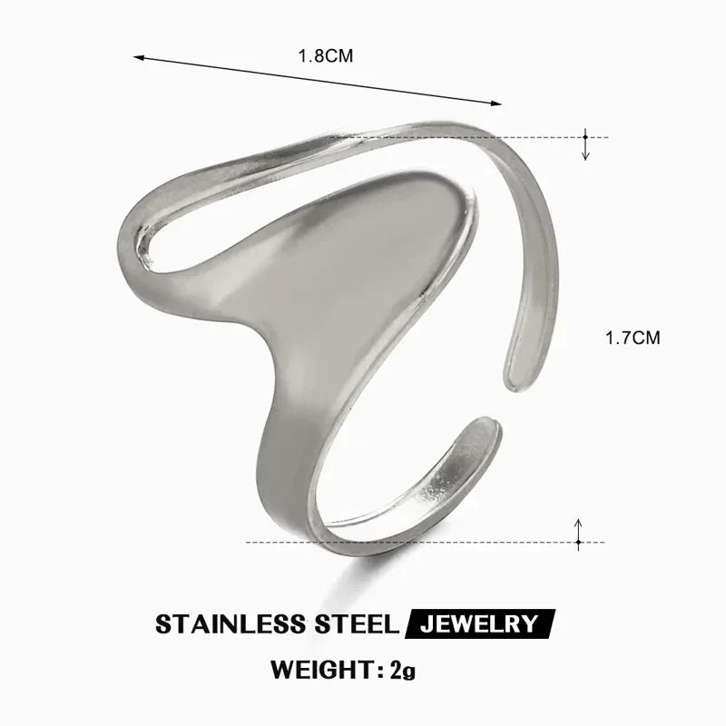 Irregular Unique Heart Metal Texture Finger Ring - Palm and Thread