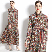 Versatile Printed A-line Long Dress - Palm and Thread