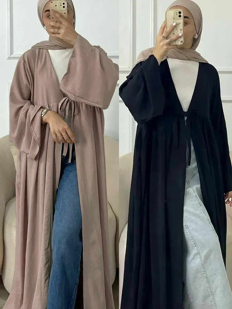 vestidos Loose Lace-ups Cardigan Abaya - Palm and Thread