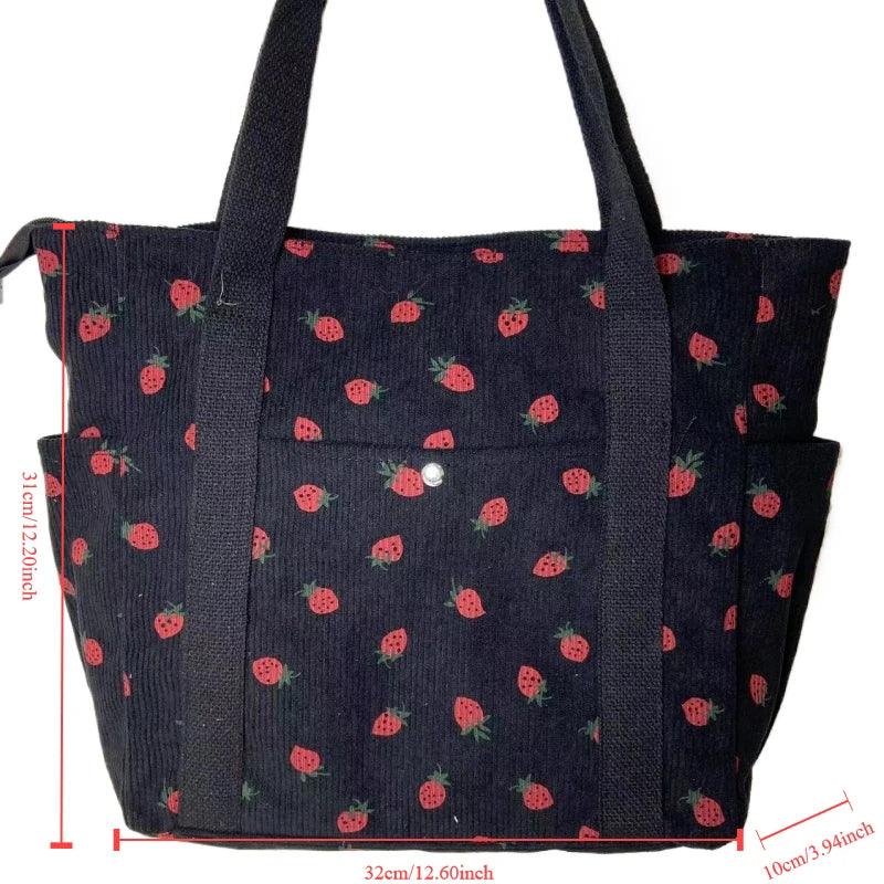 Beautiful Corduroy Strawberry Shoulder Bag - Palm and Thread