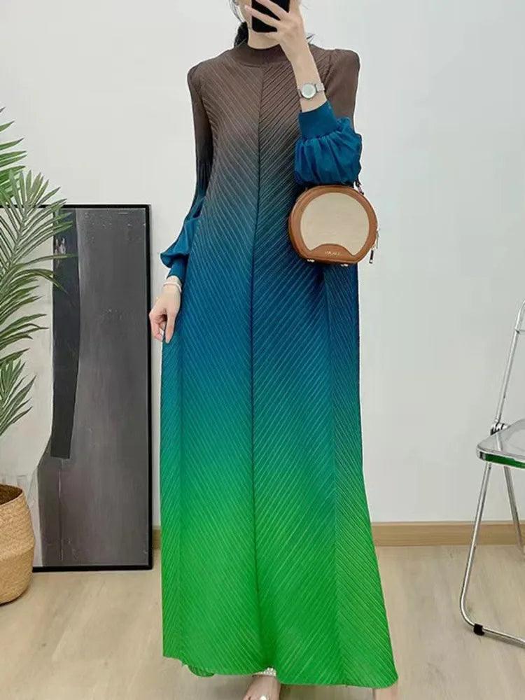 Party Gradient Pleated Long Dress Abaya - Palm and Thread