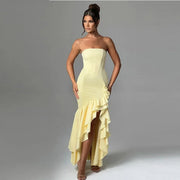 Sexy Strapless Slim Fit Slit Dress