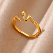 Gold Plated Stainless Steel Snake Ring - Palm and Thread
