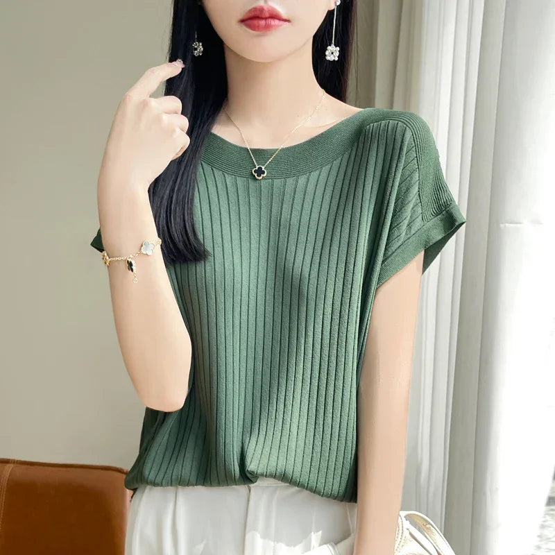 Ice Silk Knitted Sweater Shirt - Palm and Thread