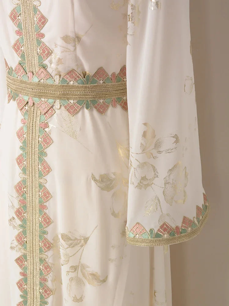 Belted Embroidery Abaya - Palm and Thread