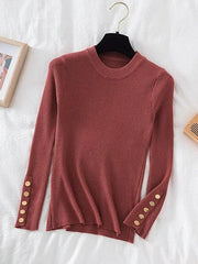 Pullovers Button O-Neck Chic Top - Palm and Thread