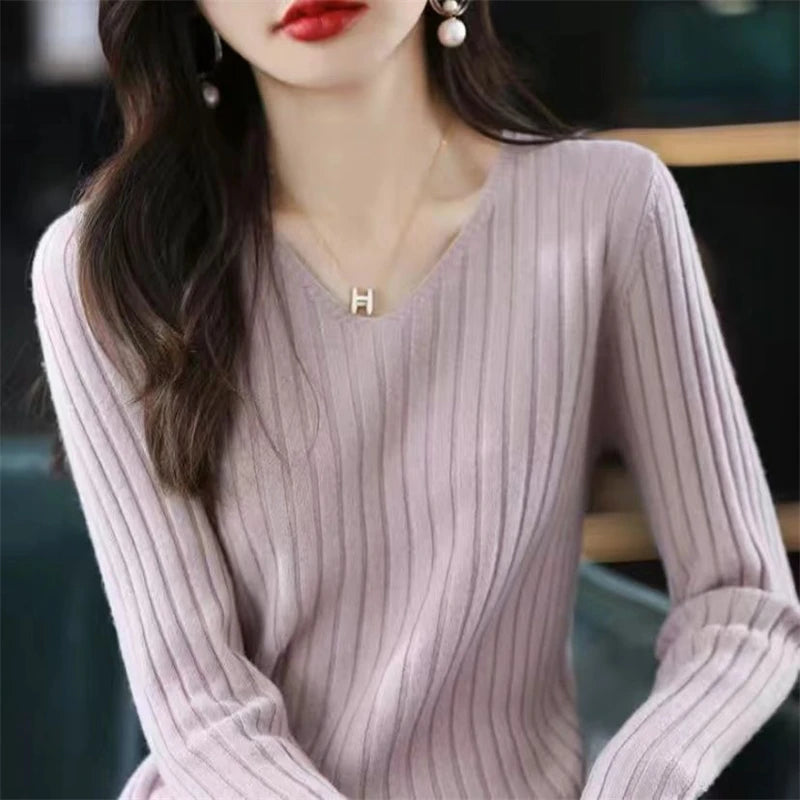 Solid Soft Ribbed Basic Knitted Sweater Top - Palm and Thread