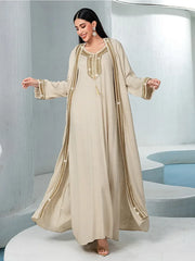 Abaya 2 Piece Set Diamond Party Long Dress - Palm and Thread