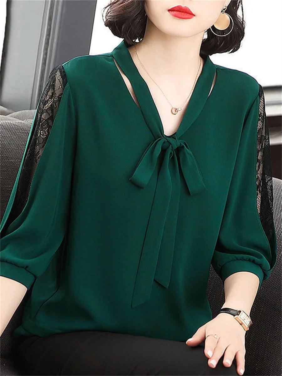 Casual Bow Tie Collar blouse - Palm and Thread