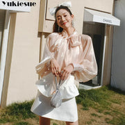 New Lantern Sleeve Stand Collar Top - Palm and Thread