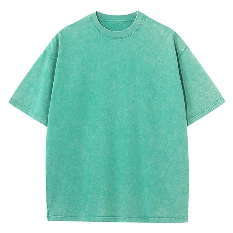 Style Retro Solid Color Short Sleeved T-shirt - Palm and Thread