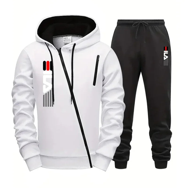 Zipper Hoodie Sweatpants Tracksuit 2pcs Set