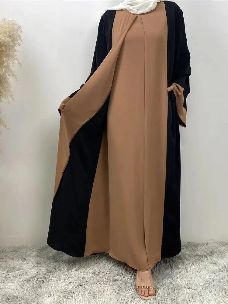 Luxury Splicing Fake Two Pieces Abaya - Palm and Thread