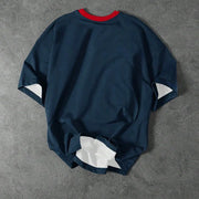 Letter Number Print Round Neck Short Sleeve T-shirt - Palm and Thread