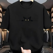 Fashionable Casual Loose Large Cute Cat Pattern Printed T-shirt Top - Palm and Thread