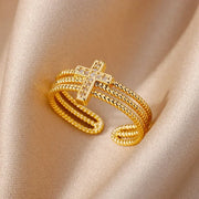 Gold Color Hollow out Open Finger Ring - Palm and Thread