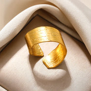 Stainless Steel Heart Wide Ring Adjustable - Palm and Thread