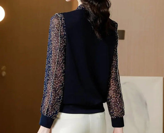 Chic Shirt V Neck Long Sleeve Blouse - Palm and Thread