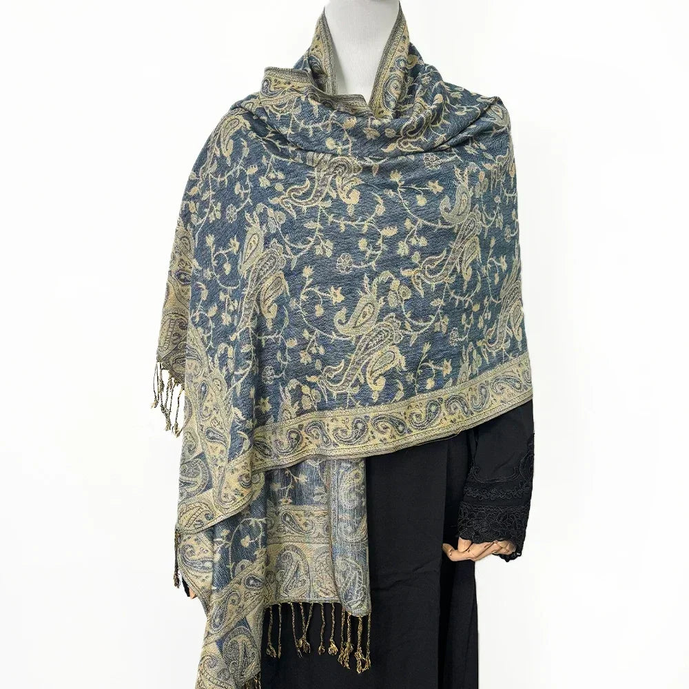 Fashion Paisley Kashmiri Imitated Pashmina Tassel Scarf - Palm and Thread