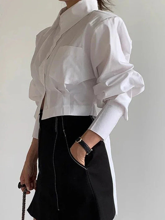 Cropped Back Lace Up Design Blouse - Palm and Thread