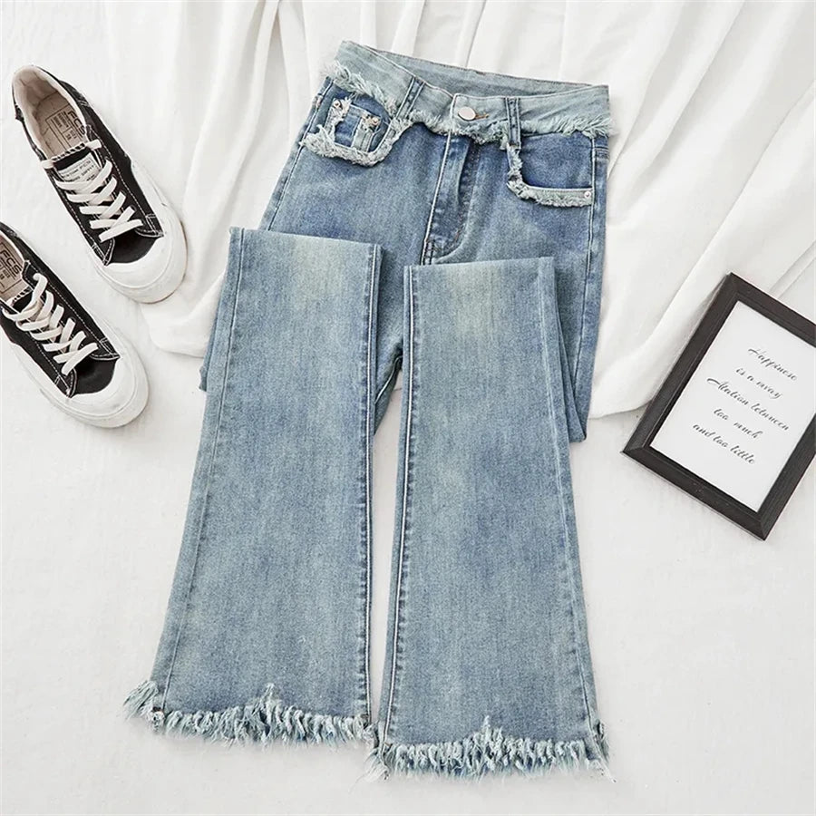 Raw Edge Flare Jean Denim Pant - Palm and Thread