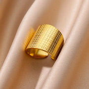 Stainless Steel Chunky Wide Ring - Palm and Thread