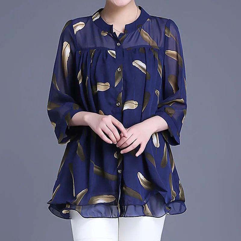 Casual Printed Chiffon Blouse - Palm and Thread