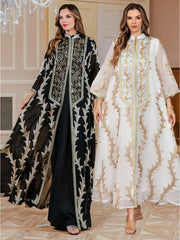 Mesh Embroidery Abaya Dress - Palm and Thread