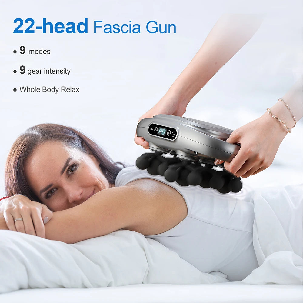 22-Head Fascia Gun High-Frequency Vibration Body Massage - Palm and Thread