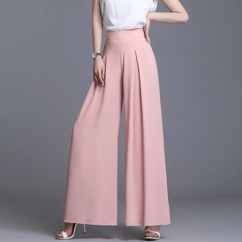 Loose Chiffon Wide Leg High Waist Wide Leg Trouser Pant - Palm and Thread