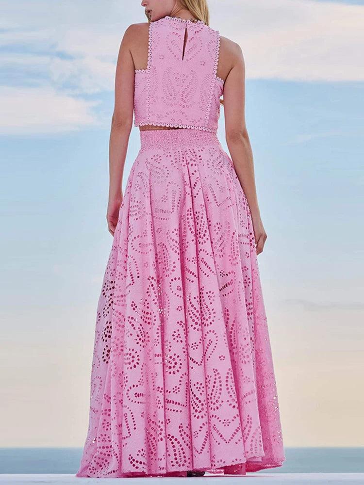 Embroidery Top A Line Skirt Matching Set - Palm and Thread