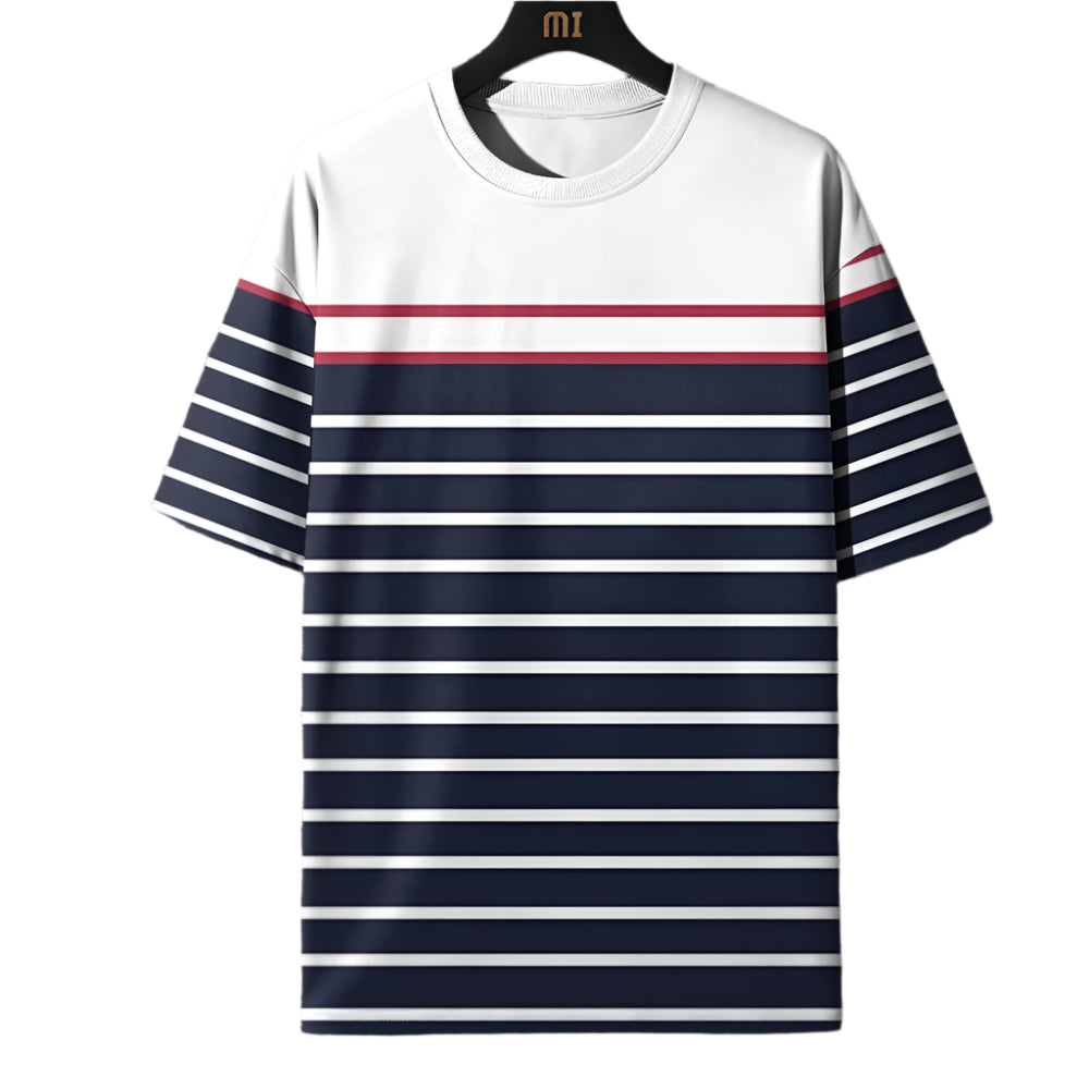 Stripe Print Crew Neck Top - Palm and Thread