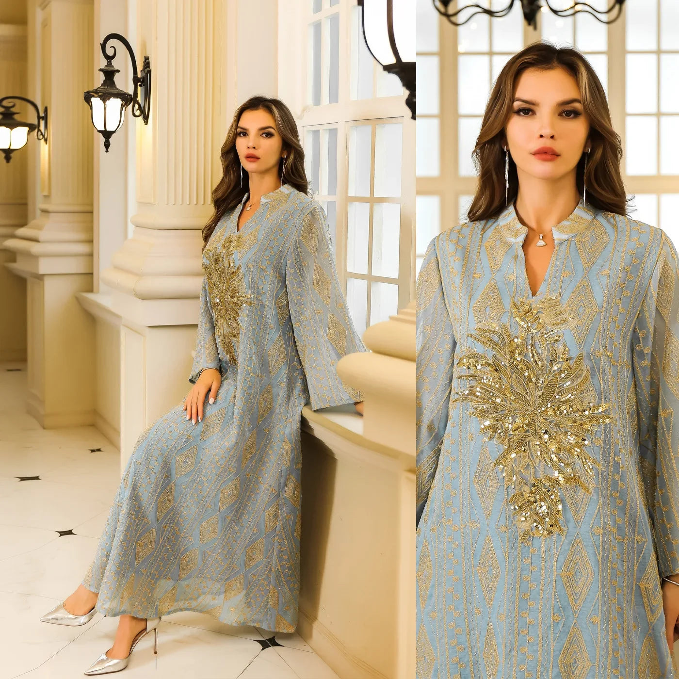 Turkey abaya Sequin Gown - Palm and Thread