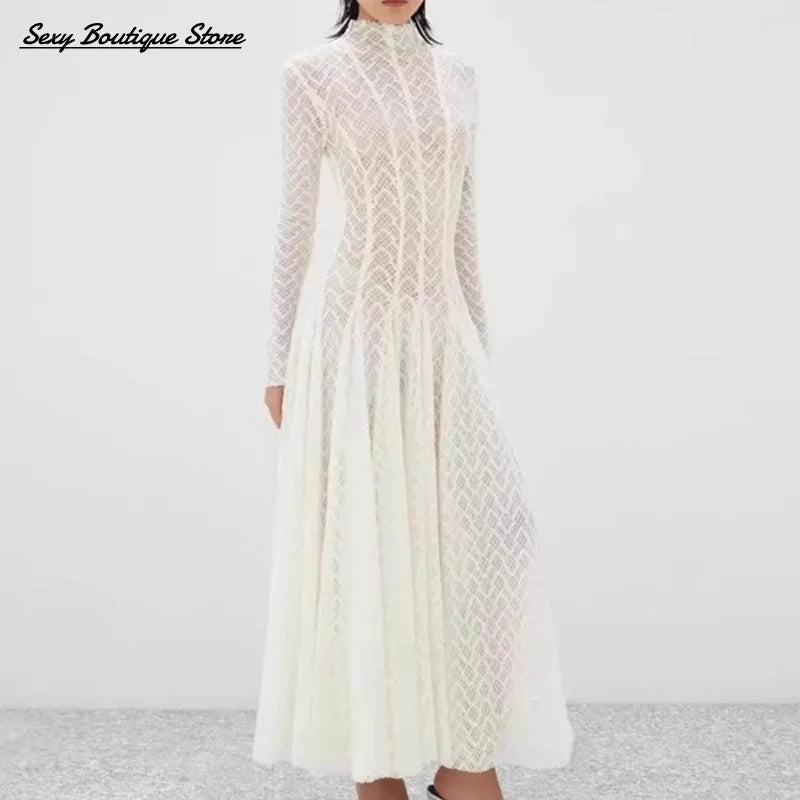 Hollow Out Mesh Maxi Dress - Palm and Thread