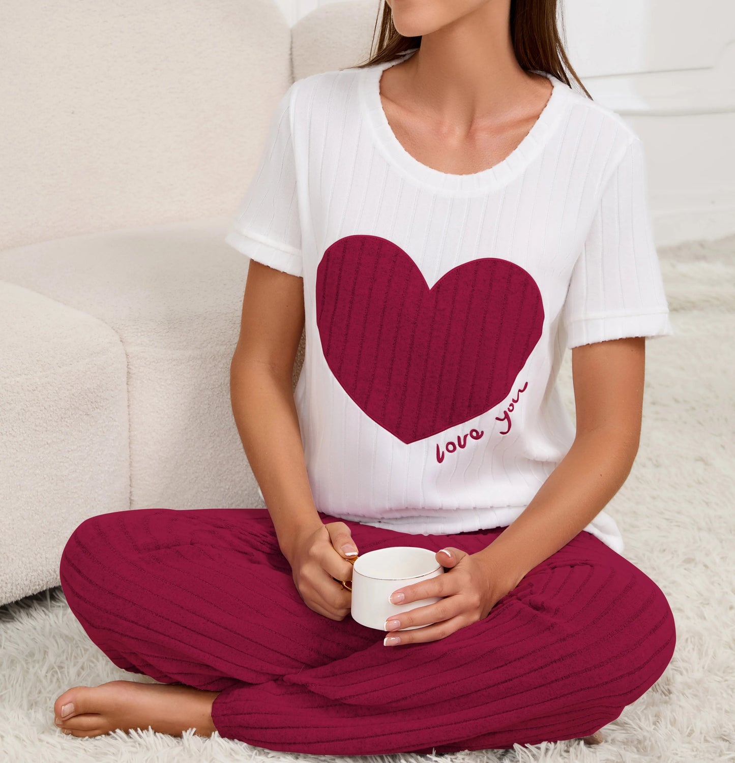 Heart pattern short sleeve Pajama- Palm and Thread