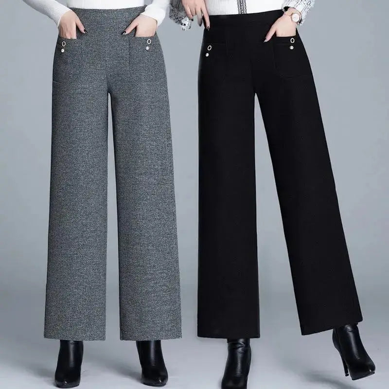 Elegant Thick Woolen Straight Pant - Palm and Thread