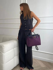 Linen Cotton Chic Vest ＆ Pants Suit Two-Piece Set - Palm and Thread