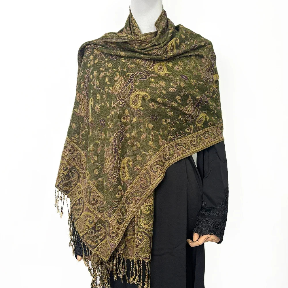 Fashion Paisley Kashmiri Imitated Pashmina Tassel Scarf - Palm and Thread