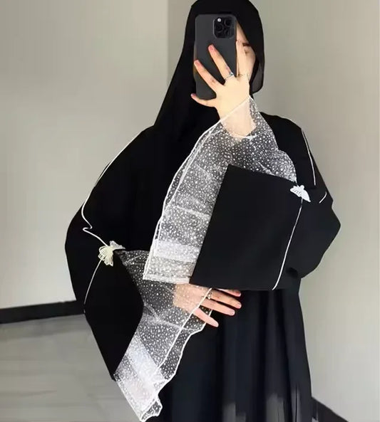 Lace Evening Party Abaya - Palm and Thread